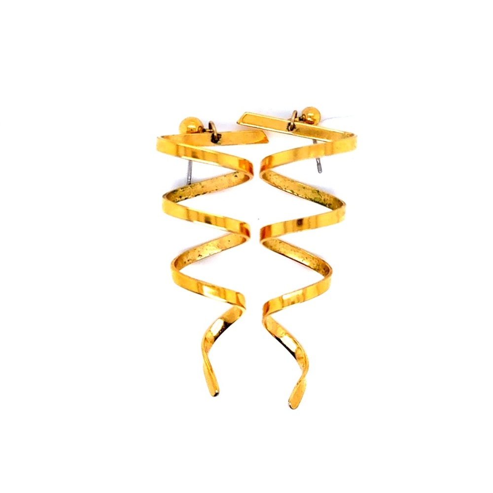 Spiral Twist Gold Drop Earrings